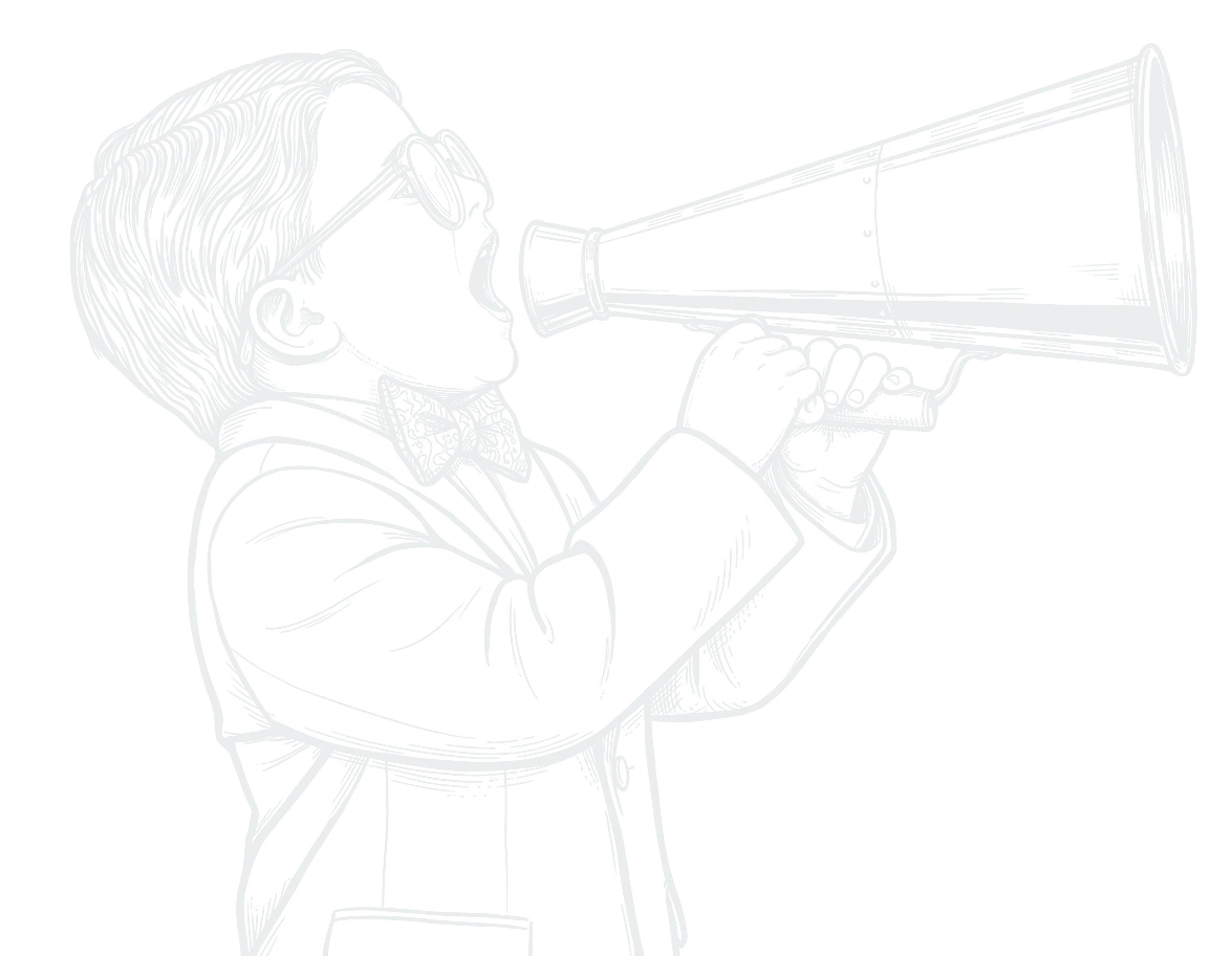 Man in bow tie shouting into a megaphone